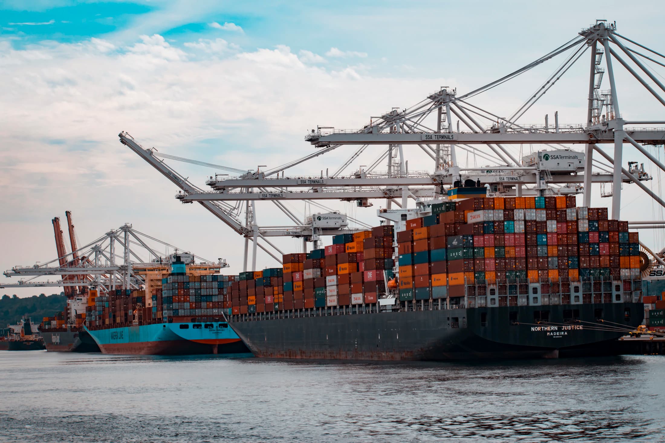 Port and international shipping activity illustrating extended supply chains