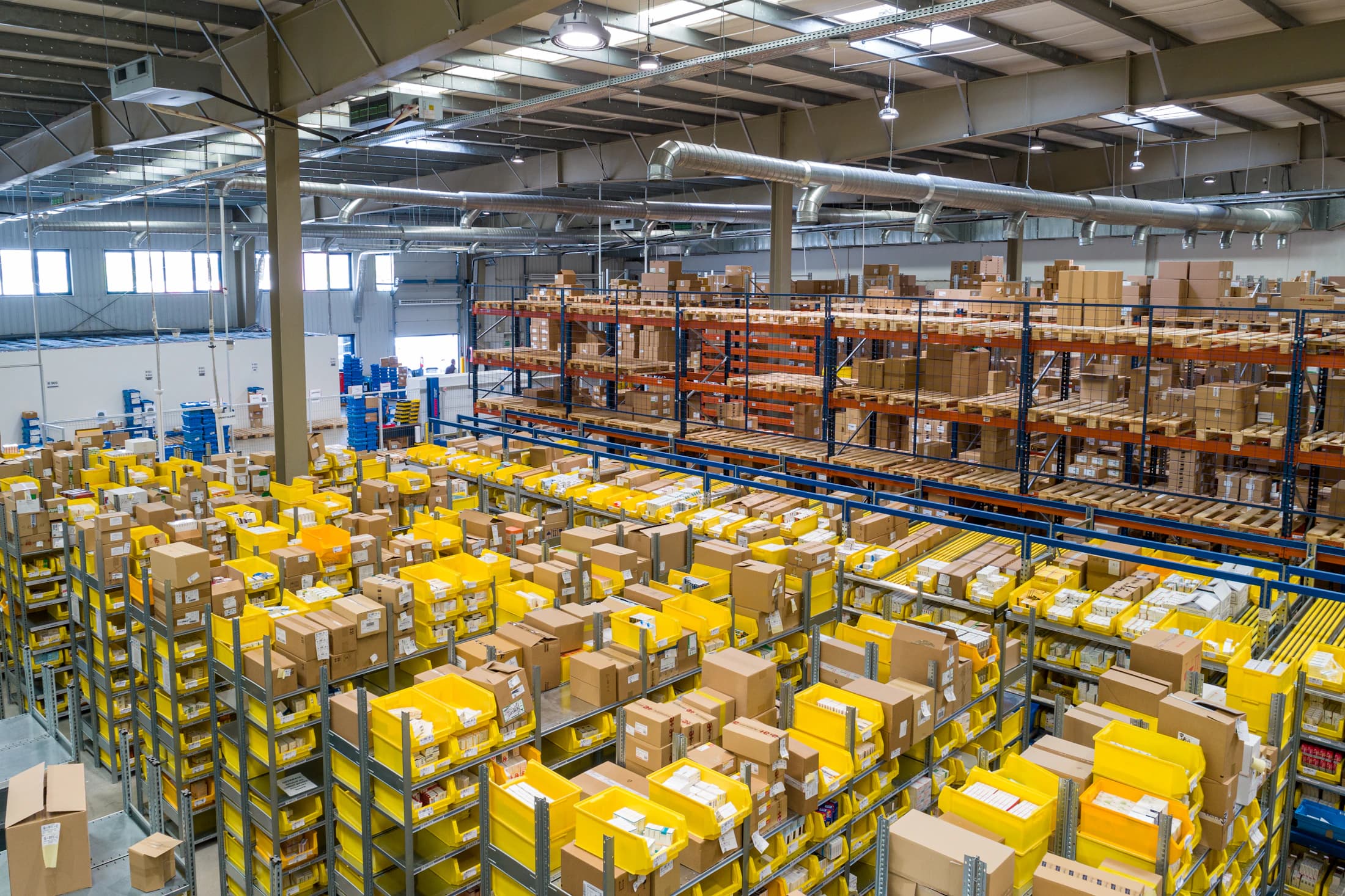 Large fulfilment and storage centre illustrating supply operations